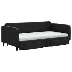 Izvelkams dīvāns ar atvilktnēm vidaXL, 100x200 cm, melns cena un informācija | Gultas | 220.lv