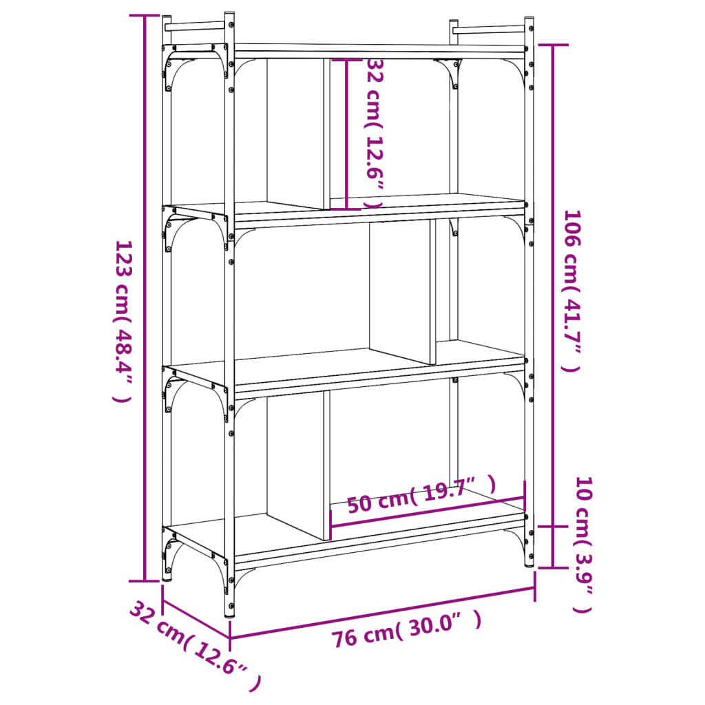 Grāmatu plaukts vidaXL, 76x32x123 cm, brūns цена и информация | Plaukti | 220.lv