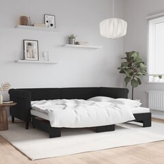 vidaXL izvelkams dīvāns, melns, 90x200 cm, samts цена и информация | Кровати | 220.lv