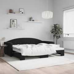 vidaXL izvelkams dīvāns, melns, 90x200 cm, samts цена и информация | Кровати | 220.lv