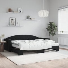 Izvelkams dīvāns ar matraci vidaXL, 90x190 cm, melns cena un informācija | Gultas | 220.lv