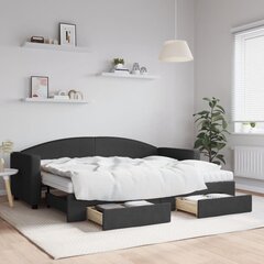 Izvelkams dīvāns ar atvilktnēm vidaXL, 80x200 cm, melns cena un informācija | Gultas | 220.lv