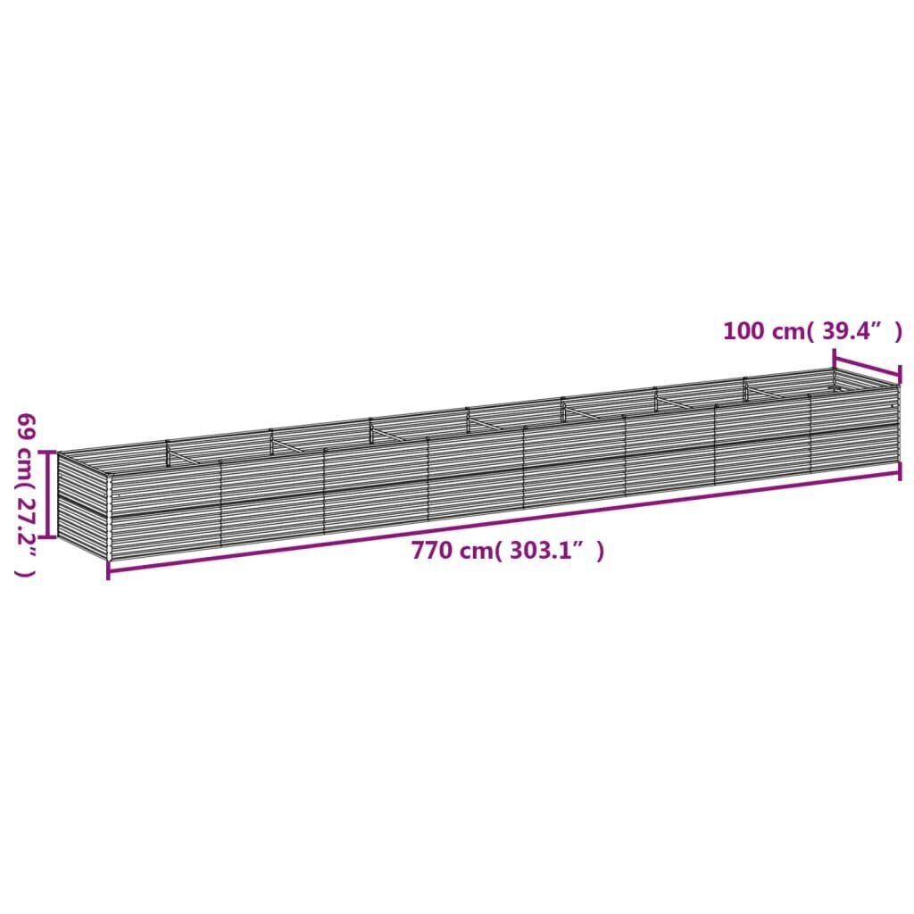 vidaXL augstā dārza puķu kaste, 770x100x69 cm cena un informācija | Balkona kastes | 220.lv