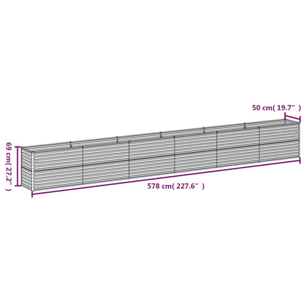 vidaXL augstā dārza puķu kaste, 578x50x69 cm cena un informācija | Balkona kastes | 220.lv