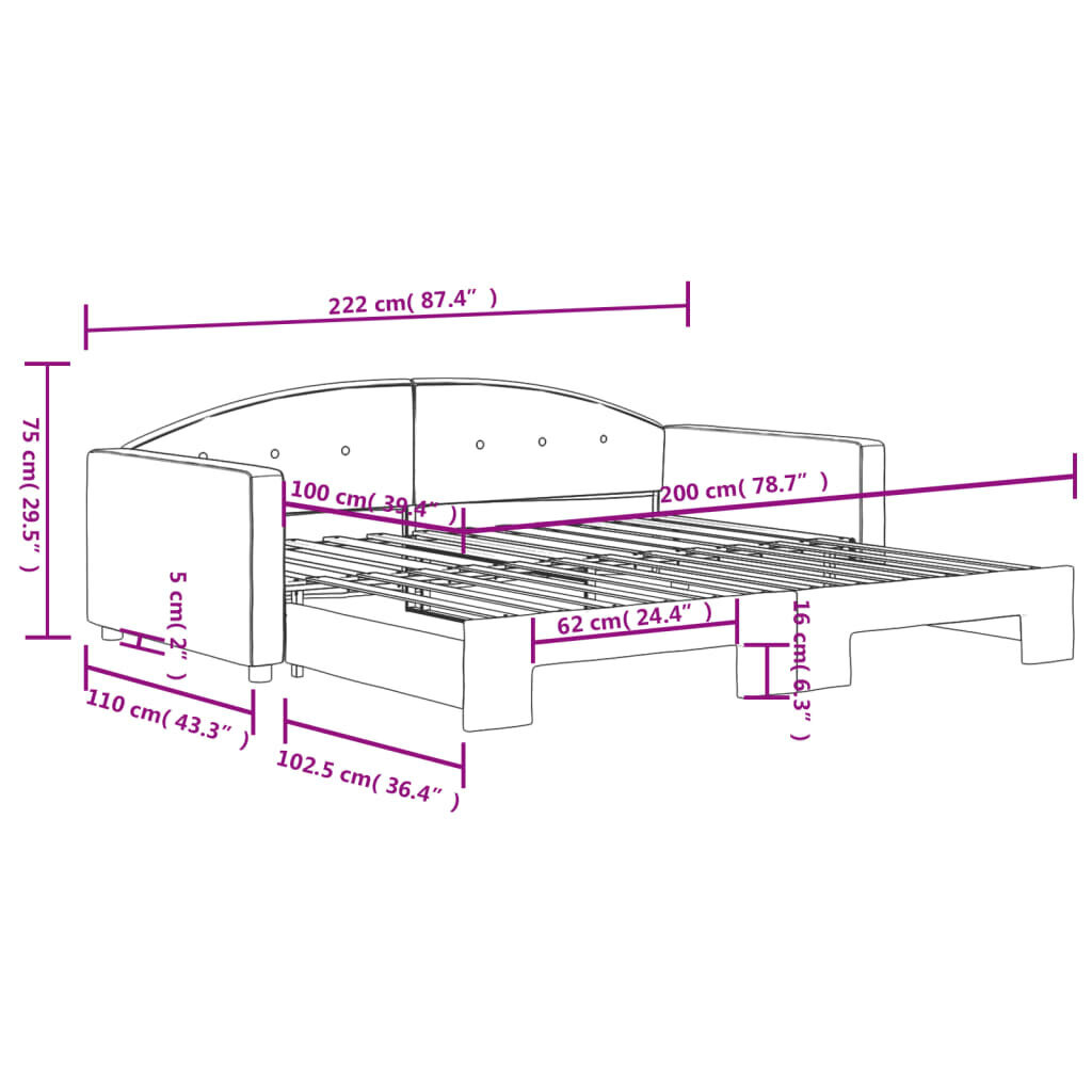 Izvelkams dīvāns vidaXL, 100x200 cm, dzeltens cena un informācija | Gultas | 220.lv