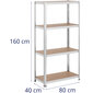 Metāla plaukts ar 4 plauktiem 320 kg 80 x 40 x 160 cm pelēks cena un informācija | Saimniecības plaukti | 220.lv