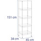 Metāla stiepļu plaukts drēbju skapja uzglabāšanai 5 grozi 45 x 35 x 152 cm līdz 100 kg цена и информация | Saimniecības plaukti | 220.lv