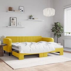 Izvelkams dīvāns vidaXL, 90x200 cm, dzeltens cena un informācija | Gultas | 220.lv
