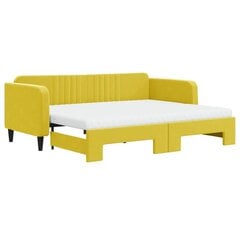 Izvelkams dīvāns ar matraci vidaXL, 90x200 cm, dzeltens cena un informācija | Gultas | 220.lv