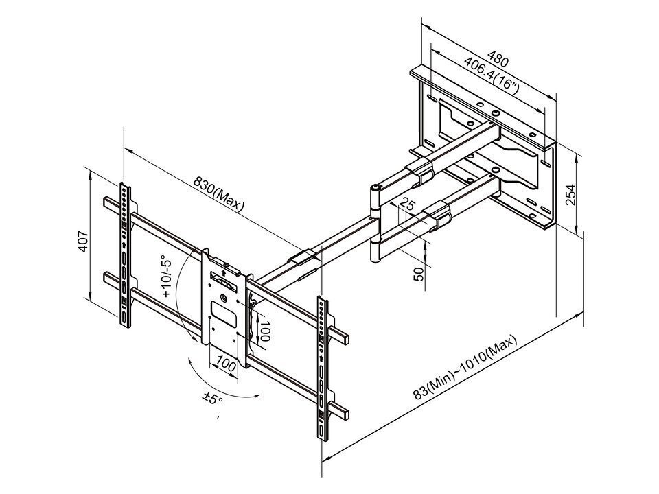 Multibrackets MB-6539 42-75” cena un informācija | TV kronšteini | 220.lv