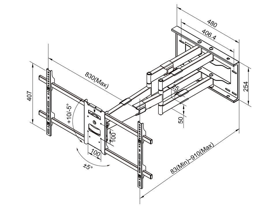 Multibrackets MB-6546 50-90” cena un informācija | TV kronšteini | 220.lv