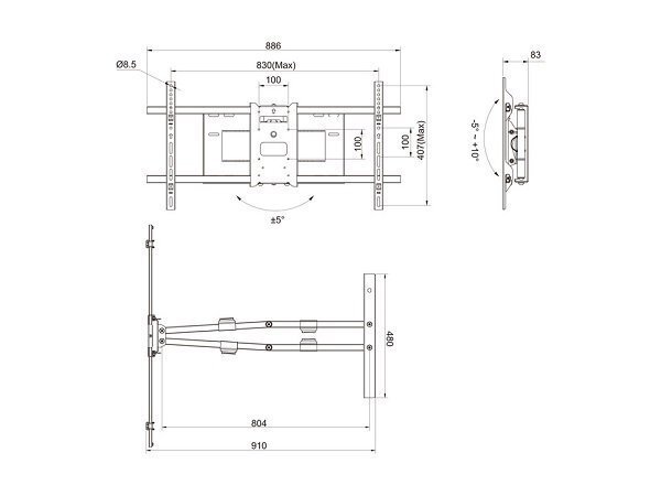 Multibrackets MB-6881 50-90” cena un informācija | TV kronšteini | 220.lv