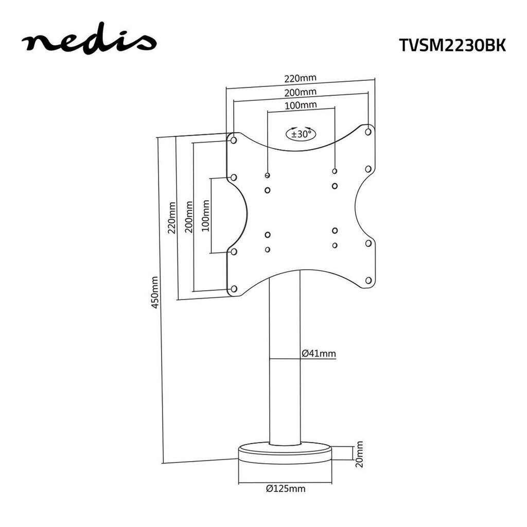 Nedis SM2230BK 23-43, melns cena un informācija | TV kronšteini | 220.lv