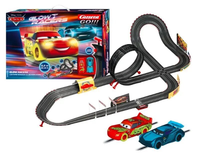 Auto trase, Carrera, Glow Racers, 6.2m cena un informācija | Rotaļlietas zēniem | 220.lv