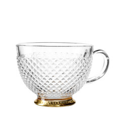 Чашка BARREL стеклянная в горошек на золотой ножке, 0,36л цена и информация | Стаканы, фужеры, кувшины | 220.lv