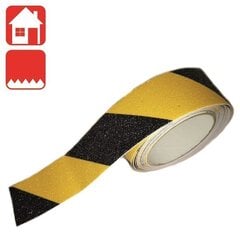 Грубая черно-желтая сигнальная клейкая лента Mottez, 5 м. цена и информация | Информационные знаки | 220.lv