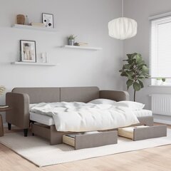 Izvelkams dīvāns ar atvilktnēm vidaXL, 80x200 cm, pelēkbrūns cena un informācija | Gultas | 220.lv