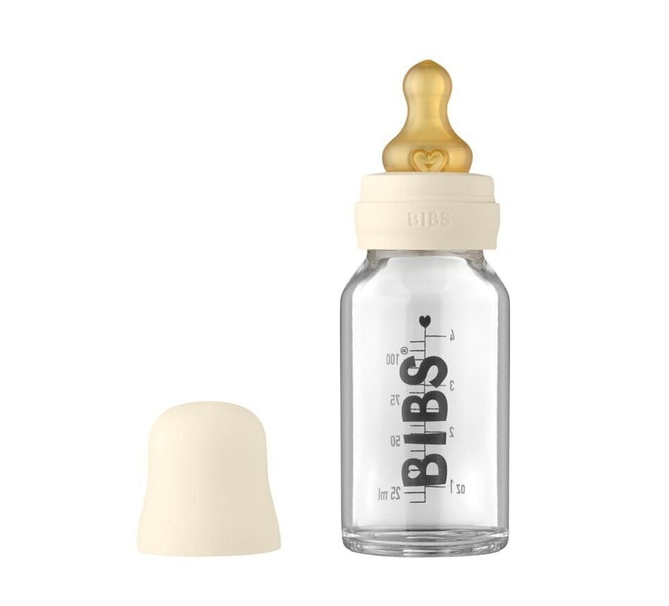 Stikla barošanas pudelīte Bibs, 110 ml, 0+ mēn цена и информация | Bērnu pudelītes un to aksesuāri | 220.lv