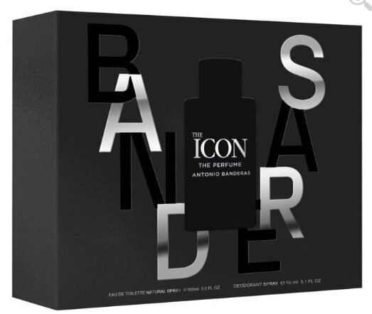 Dāvanu komplekts Antonio Banderas The Icon vīriešiem: tualetes ūdens EDT, 100 ml + dezodorants, 150 ml цена и информация | Vīriešu smaržas | 220.lv