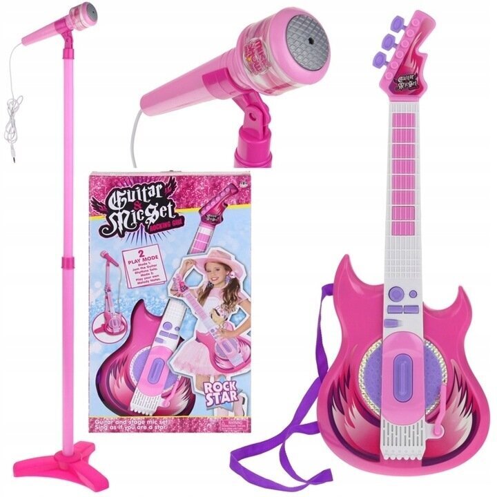Bērnu elektriskās ģitāras mikrofona statīvs Nobo Kids rozā cena un informācija | Attīstošās rotaļlietas | 220.lv