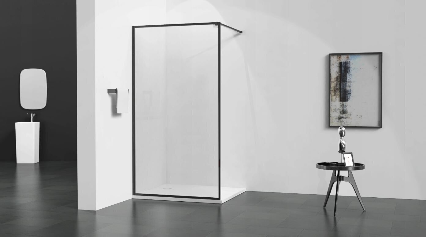 Prece ar bojājumu. Dušas sieniņa Mexen Kioto, black mat/black frame 50,60,70,80,90,100,110,120,130,140x200 cm cena un informācija | Preces ar bojājumiem | 220.lv