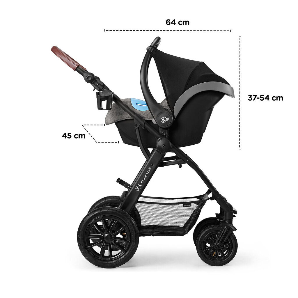 Prece ar bojājumu. Universālie rati Kinderkraft 3in1 XMOOV, Grey цена и информация | Preces ar bojājumiem | 220.lv