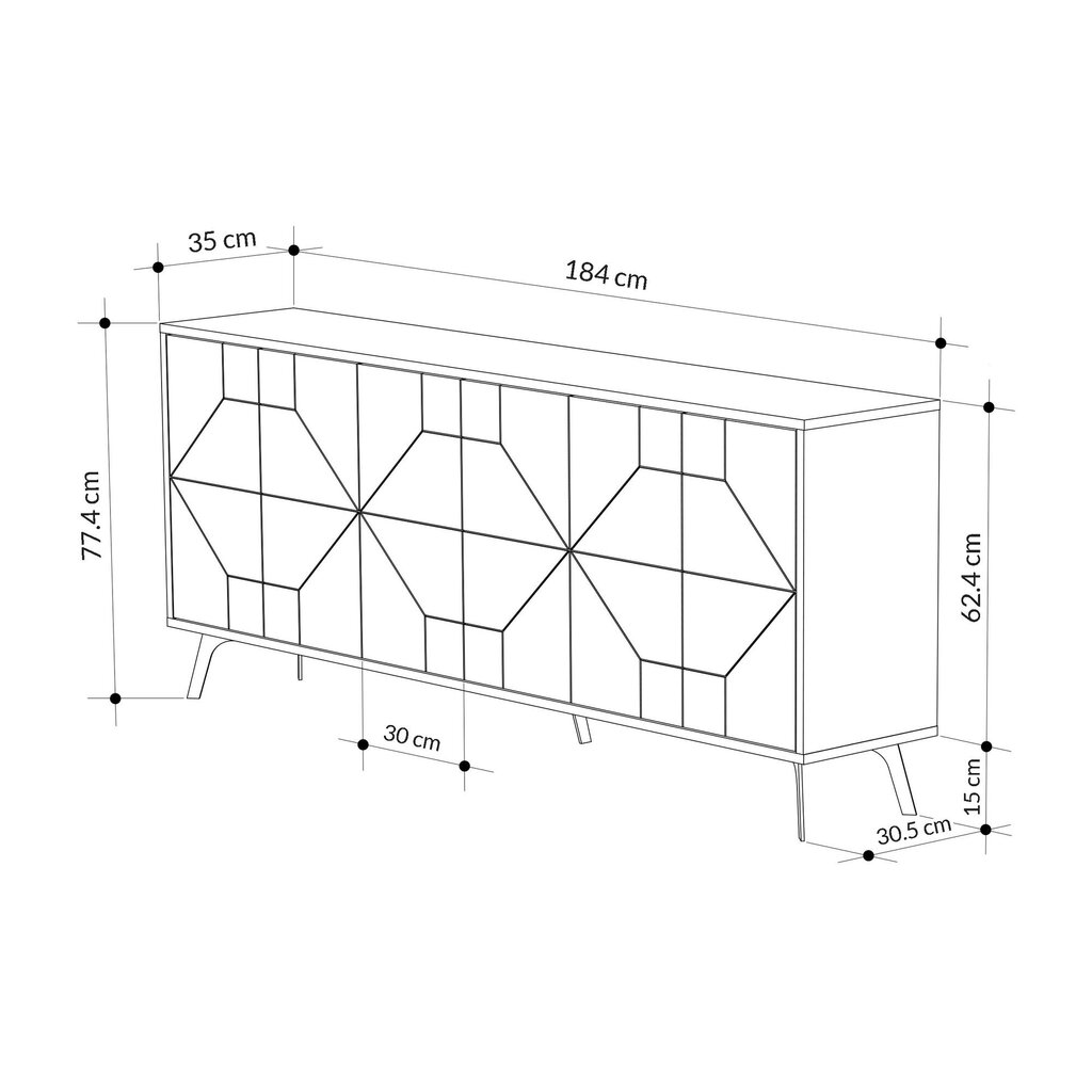 Uzglabāšanas skapis Asir, 184x77,4x35cm, balts cena un informācija | Konsoles galdiņi | 220.lv