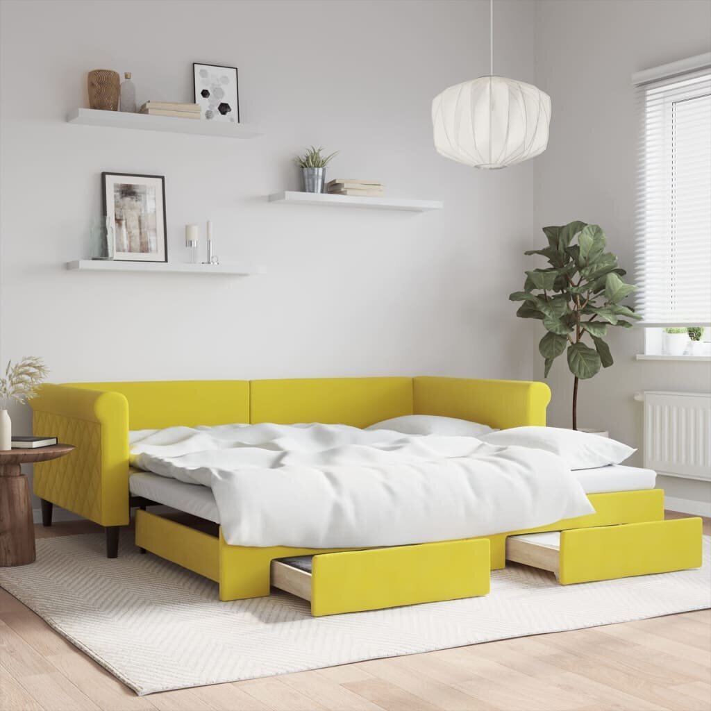 Izvelkams dīvāns vidaXL, dzeltens, 100x200 cm cena un informācija | Gultas | 220.lv