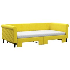Izvelkams dīvāns ar matraci vidaXL, dzeltens, 100x200 cm cena un informācija | Gultas | 220.lv