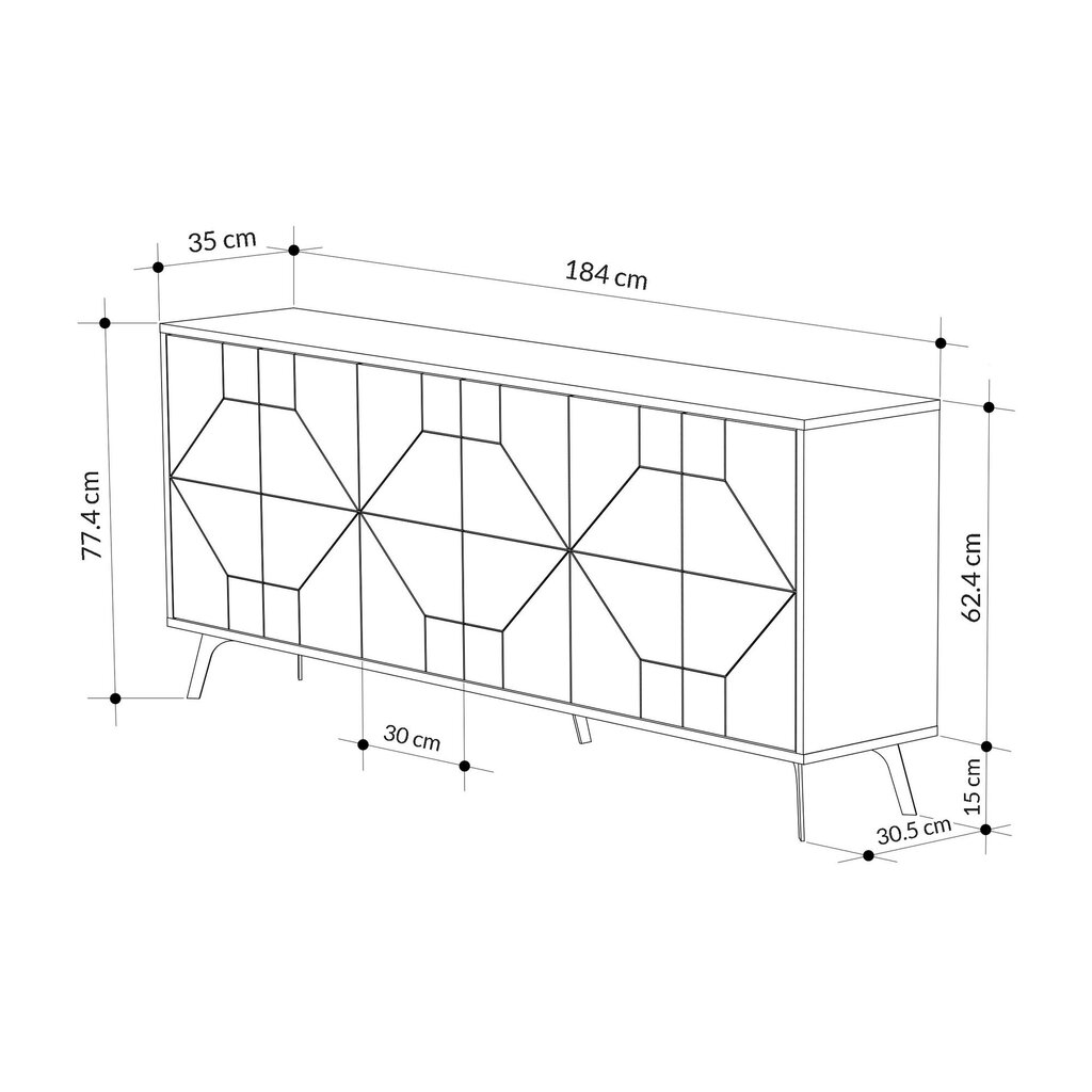 Skapis Asir, 184x77,4x35cm, gaiši pelēks cena un informācija | Konsoles galdiņi | 220.lv