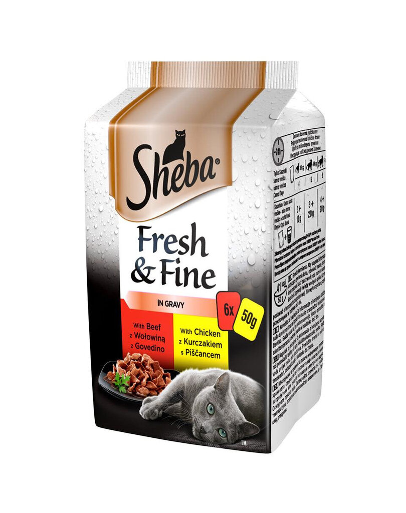 Sheba Fresh&Fine ar vistas, pīles un liellopa gaļu, 6x50 g цена и информация | Konservi kaķiem | 220.lv