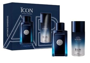 Dāvanu komplekts Antonio Banderas Masculino The Icon vīriešiem: tualetes ūdens EDT, 100 ml + dezodorants, 150 ml cena un informācija | Antonio Banderas Smaržas, kosmētika | 220.lv