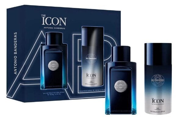 Dāvanu komplekts Antonio Banderas Masculino The Icon vīriešiem: tualetes ūdens EDT, 100 ml + dezodorants, 150 ml cena un informācija | Vīriešu smaržas | 220.lv