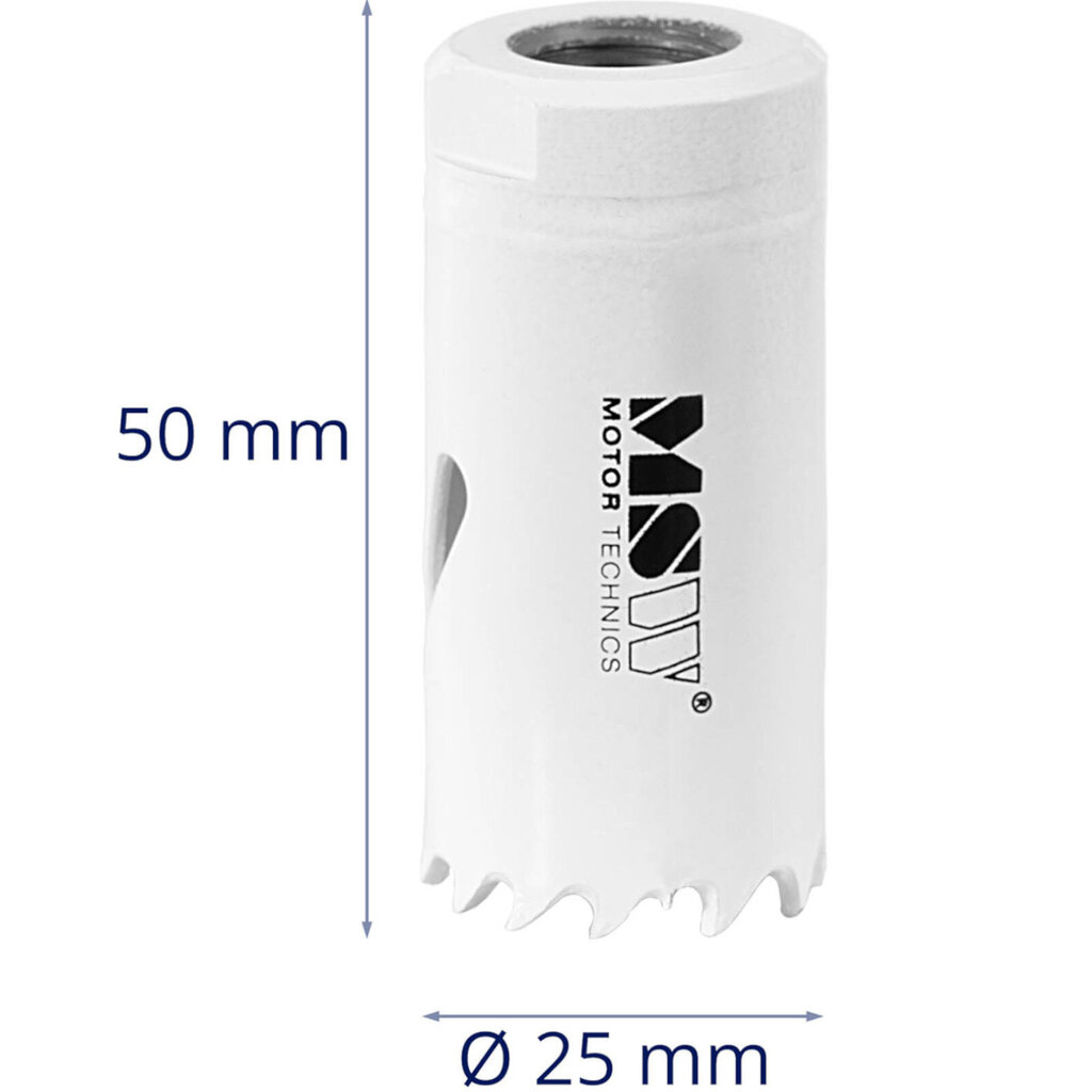 Bi-metāla caurumu zāģa urbis MSW metāla koka plastmasas diametram 25 mm 10146851 cena un informācija | Rokas instrumenti | 220.lv