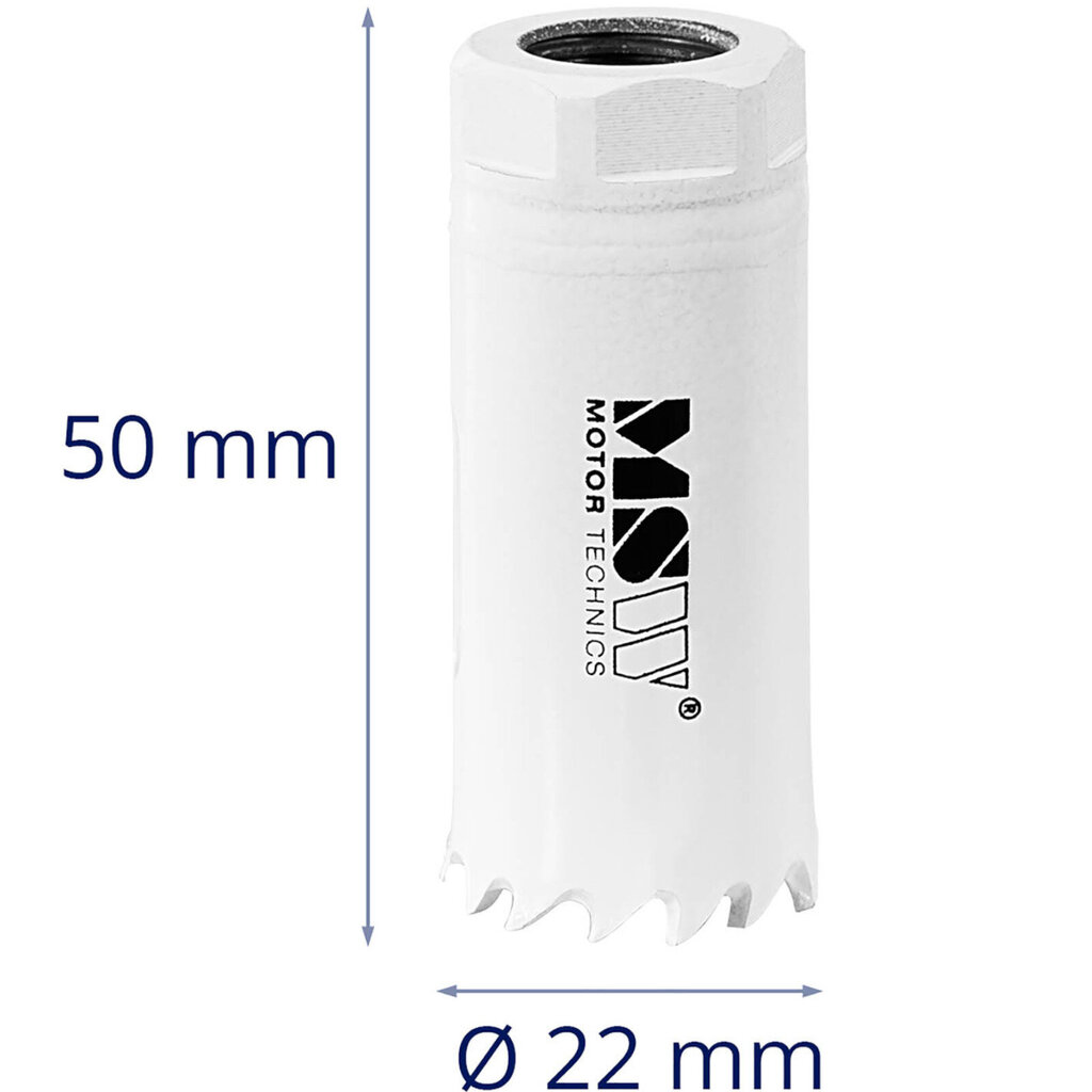 Bi-metāla caurumu zāģa urbis MSW metāla koka plastmasas diametram 22 mm 10146841 cena un informācija | Rokas instrumenti | 220.lv