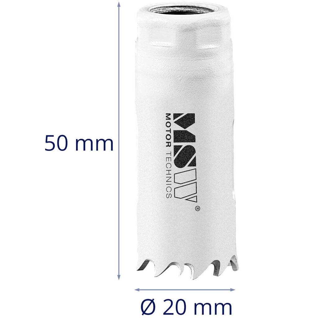Bi-metāla caurumu zāģa urbis MSW metāla koka plastmasas diametram 20 mm 10146831 cena un informācija | Rokas instrumenti | 220.lv