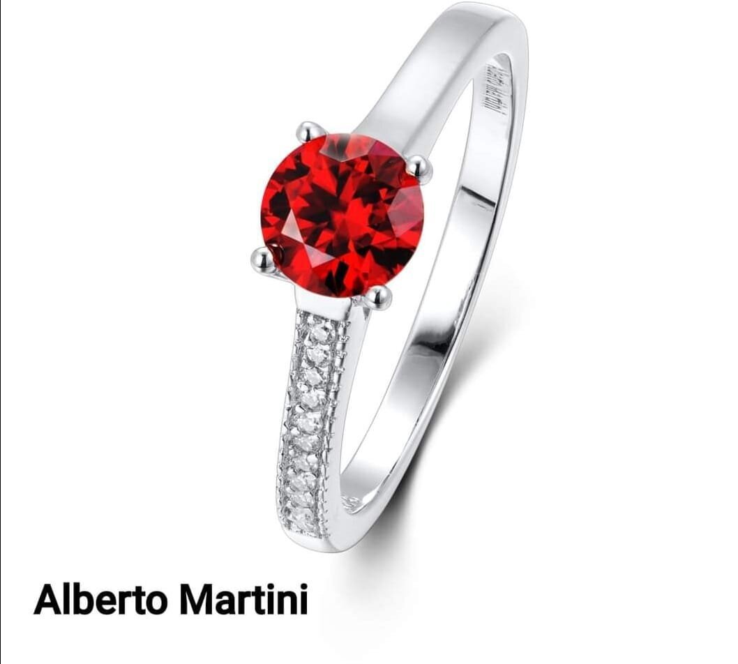 Sudraba gredzens Alberto Martini ar granāta moisanītu, 17 mm R02081_1 cena un informācija | Gredzeni | 220.lv