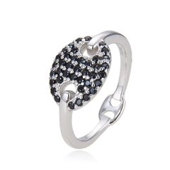 Серебряное кольцо Alberto Martini с цирконом, Черный, 17 mm R00330_B1 цена и информация | Кольца | 220.lv