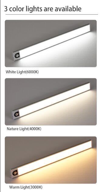 Magnētiska uzlādējama LED lampa ar kustības sensoru (20 cm) цена и информация | Iebūvējamās lampas, LED paneļi | 220.lv