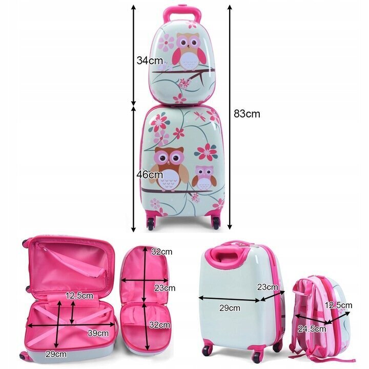 Bērnu mugursomas un koferu komplekts Costway, rozā cena un informācija | Koferi, ceļojumu somas | 220.lv
