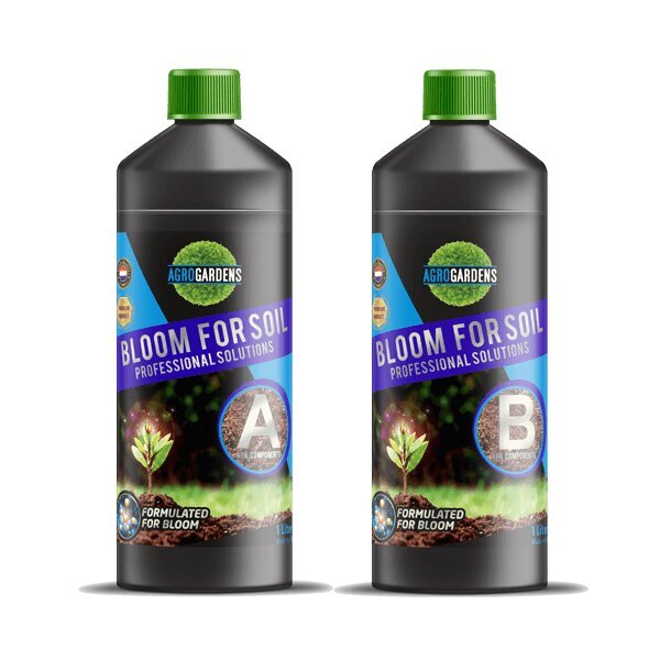 Mēslošanas līdzeklis AgroGardens Bloom For Soil A+B, 2x1L cena un informācija | Šķidrie mēslošanas līdzekļi | 220.lv