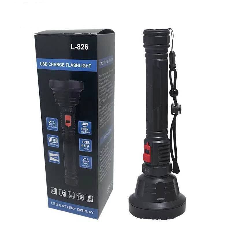 Uzlādējams LED lukturis L-826 (melns) cena un informācija | Lukturi | 220.lv