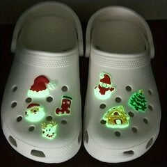 Рождественские значки для шлепанцев Crocs, светящиеся в темноте, 7 штук. цена и информация | Аксессуары для детей  | 220.lv