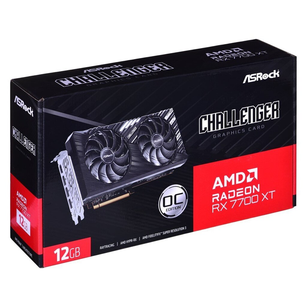 ASRock AMD Radeon RX 7700 XT Challenger 12GB OC (RX7700XT CL 12GO) cena un informācija | Videokartes (GPU) | 220.lv