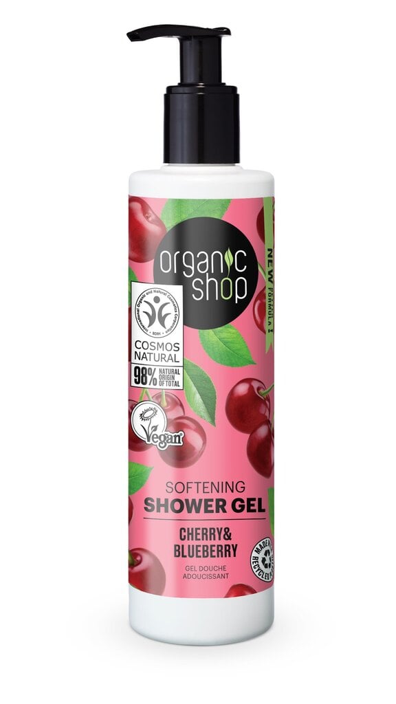 Dušas želeja Organic Shop Cherry Blueberry, 280 ml цена и информация | Dušas želejas, eļļas | 220.lv