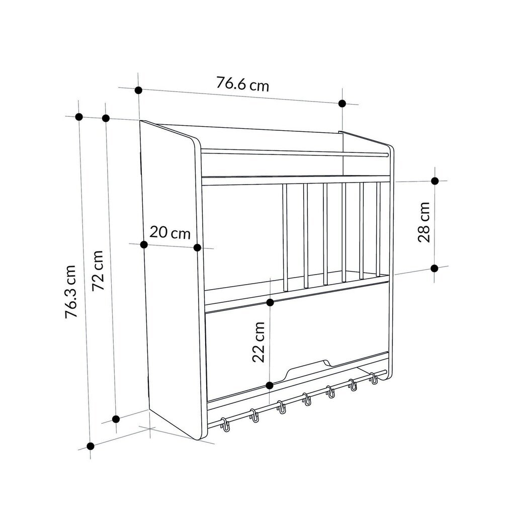 Virtuves plaukts Asir, 76,6x76,3x20cm, balts/brūns цена и информация | Virtuves furnitūra | 220.lv