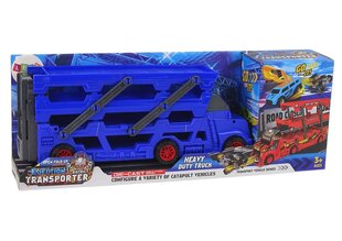 Trīsstāvu kravas automobiļu piekabe ar 6 automašīnām, zila cena un informācija | Rotaļlietas zēniem | 220.lv