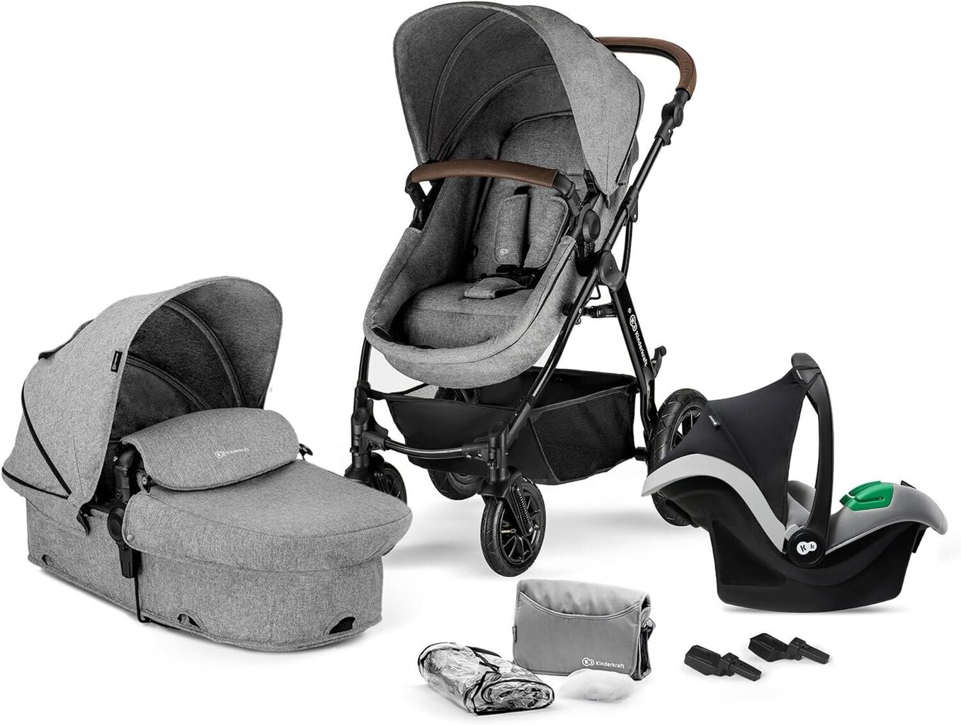 Kinderkraft universālie rati Moov Mink Pro 3in1, Grey Melange цена и информация | Bērnu rati | 220.lv