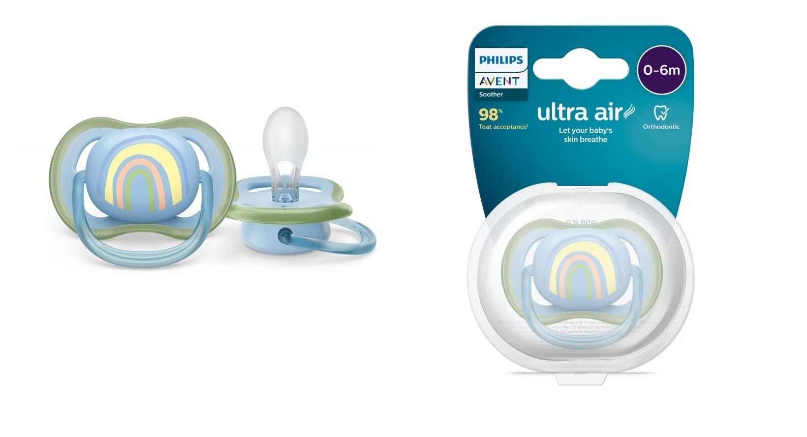 Knupītis Philips Avent Ultra Air Deco Rainbow, 0-6 mēn, 1 gab. цена и информация | Knupīši | 220.lv