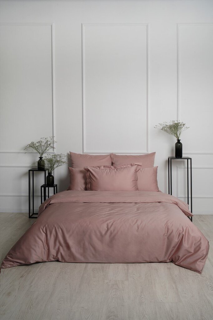 Satīna gultas veļas komplekts no 5 daļām Dusty Pink, 140x200 cena un informācija | Gultas veļas komplekti | 220.lv